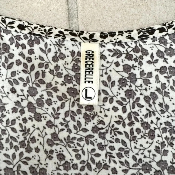 GRECERELLE 2024  Boho Floral Print V-Neck Faux Wrap Floret Coffee Size Large - Picture 6 of 16